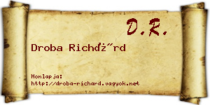 Droba Richárd névjegykártya